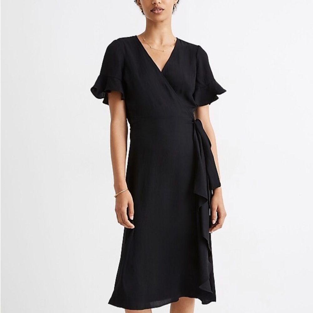 Madewell Ruffle Sleeve Wrap Dress Size Large